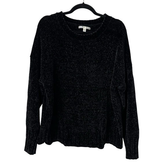 Seven7 Women’s Long Sleeve Crewneck Chenille Sweater in Caviar Sz L GUC - Picture 1 of 7